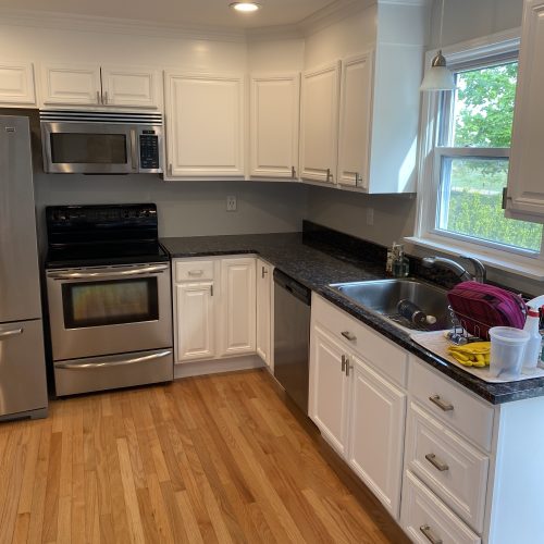 white cabinet refinish job